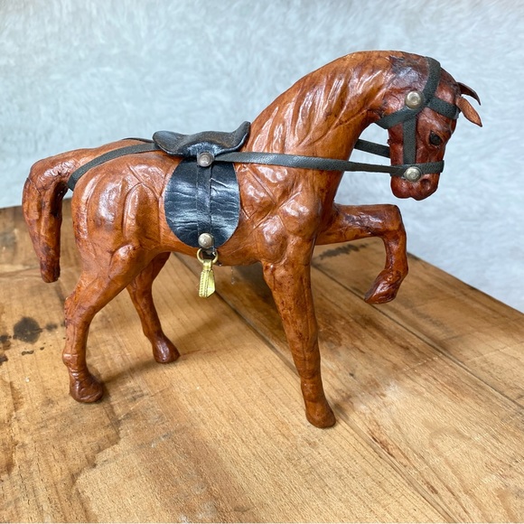 Vintage Leather Wrapped Horse Figurine Statue - Picture 10 of 11